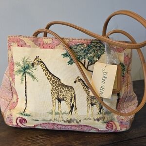 St. John's Bay Pink & Tan Giraffe Print Shoulder Bag